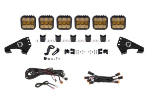 Polaris RZR LED Light Bar Kit - Roof - Diode Dynamics - SS5 Sport CrossLink - Yellow - `20-`23